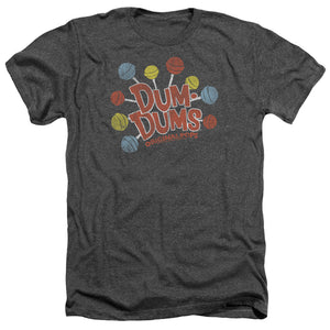AN OFFCIALLY LICENSED DUM DUMS ORIGINAL POPS MEN'S HEATHER T-SHIRT CHARCOAL