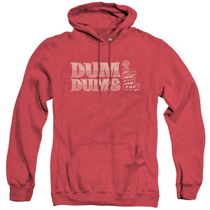 AN OFFCIALLY LICENSED DUM DUMS WORLDS BEST ADULT UNISEX HEATHER PULLOVER HOODIE RED