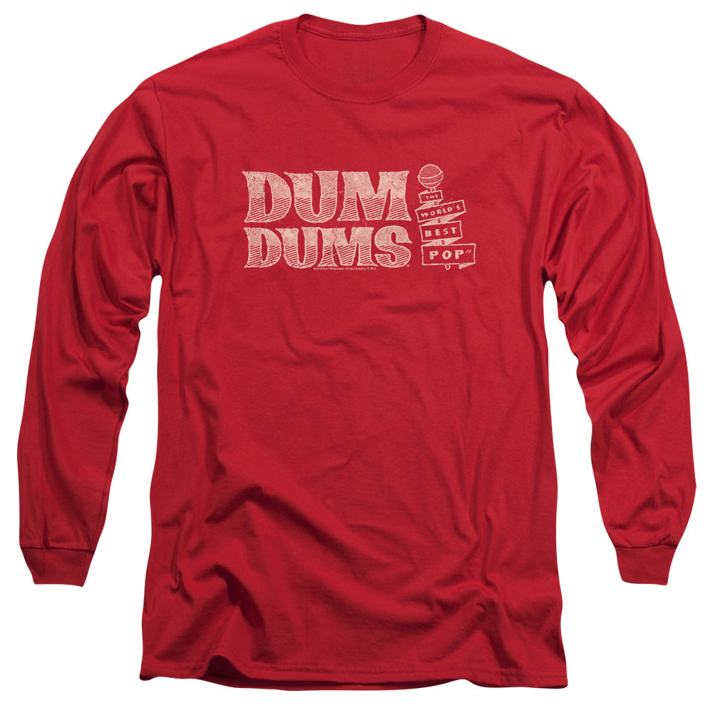 AN OFFCIALLY LICENSED DUM DUMS WORLDS BEST MEN'S LONG SLEEVE T-SHIRT RED