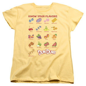 AN OFFCIALLY LICENSED DUM DUMS FLAVORS WOMEN'S REGULAR FIT T-SHIRT BANANA