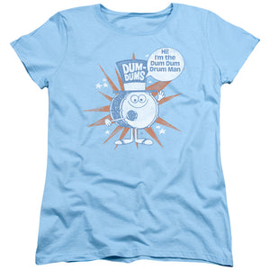 AN OFFCIALLY LICENSED DUM DUMS DRUM MAN WOMEN'S REGULAR FIT T-SHIRT LIGHT BLUE