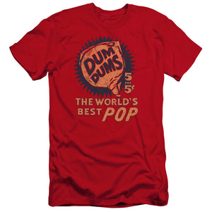 AN OFFCIALLY LICENSED DUM DUMS 5 FOR 5 MEN'S PREMIUM SLIM FIT T-SHIRT RED