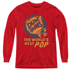 AN OFFCIALLY LICENSED DUM DUMS 5 FOR 5 YOUTH LONG SLEEVE T-SHIRT RED