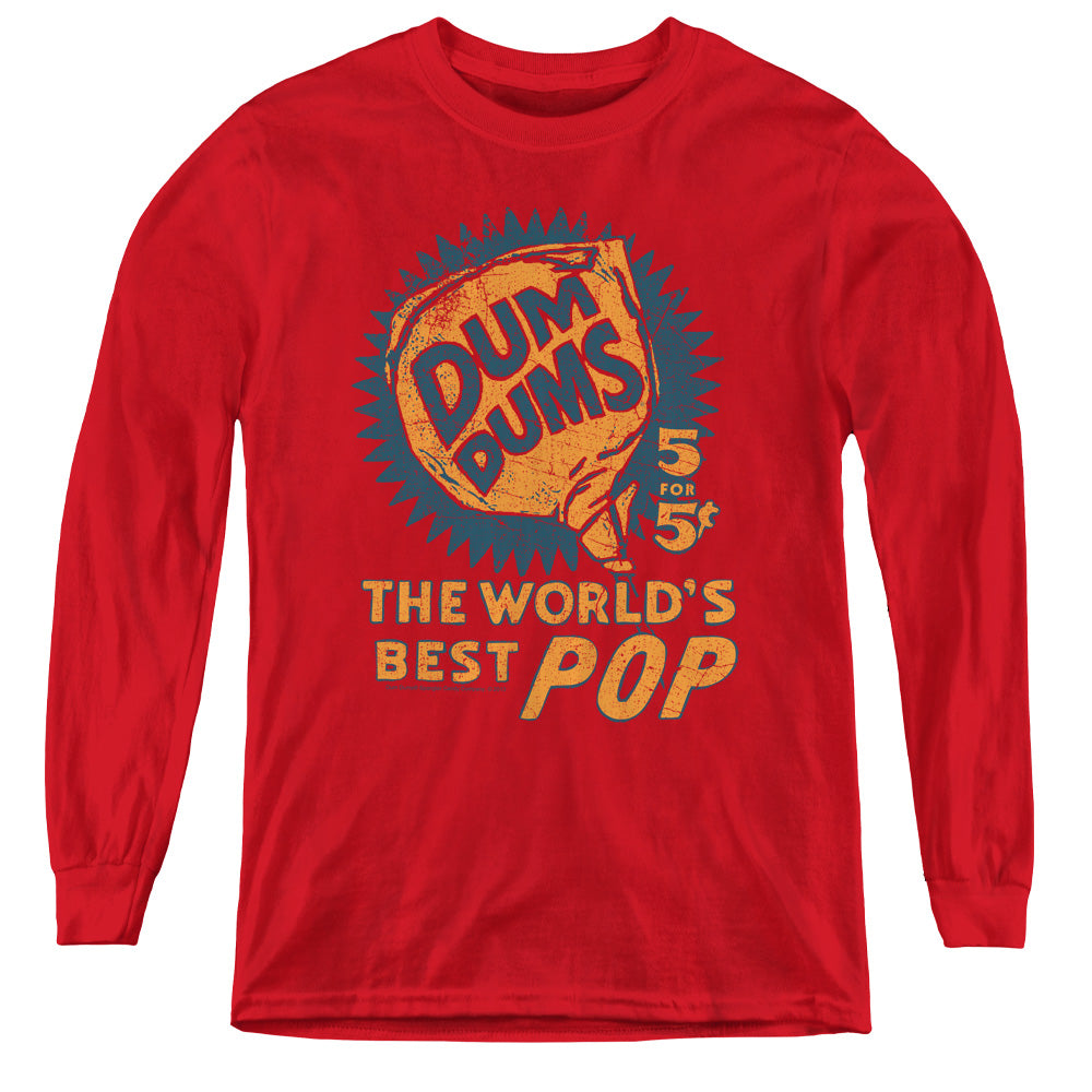 AN OFFCIALLY LICENSED DUM DUMS 5 FOR 5 YOUTH LONG SLEEVE T-SHIRT RED