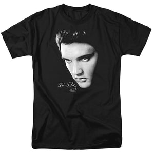 AN OFFCIALLY LICENSED ELVIS PRESLEY FACE MEN'S REGULAR FIT T-SHIRT BLACK