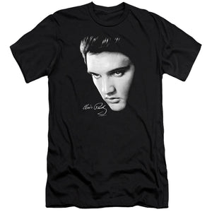 AN OFFCIALLY LICENSED ELVIS PRESLEY FACE MEN'S PREMIUM SLIM FIT T-SHIRT BLACK