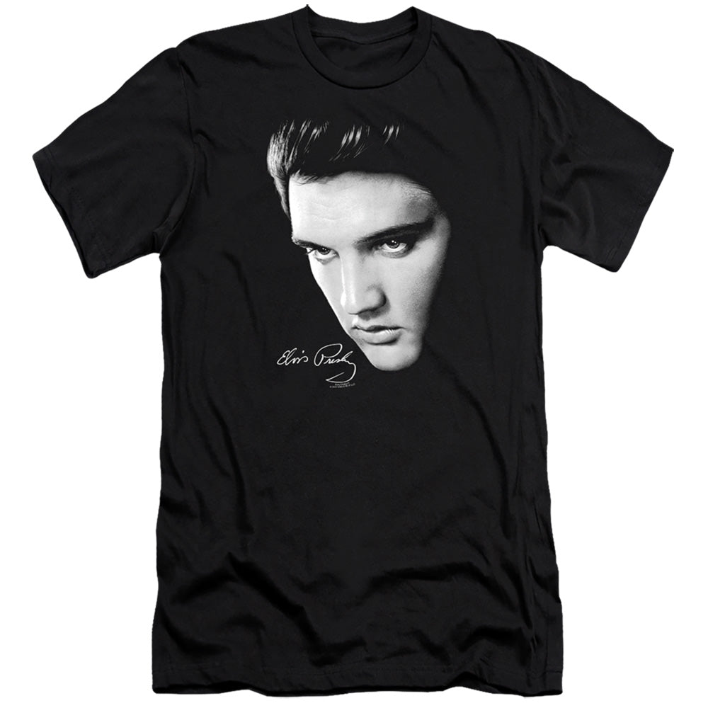 AN OFFCIALLY LICENSED ELVIS PRESLEY FACE MEN'S PREMIUM SLIM FIT T-SHIRT BLACK