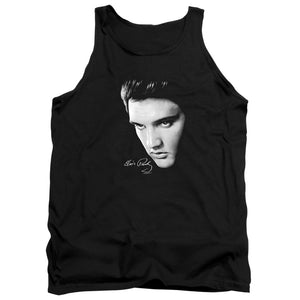 AN OFFCIALLY LICENSED ELVIS PRESLEY FACE ADULT UNISEX TANK TOP BLACK