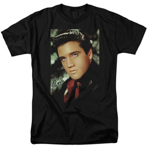 AN OFFCIALLY LICENSED ELVIS PRESLEY RED SCARF MEN'S REGULAR FIT T-SHIRT BLACK
