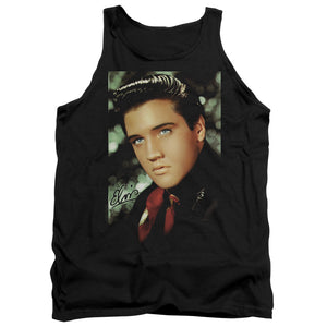 AN OFFCIALLY LICENSED ELVIS PRESLEY RED SCARF ADULT UNISEX TANK TOP BLACK