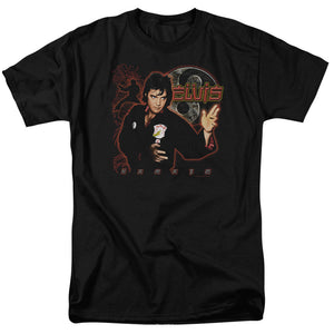AN OFFCIALLY LICENSED ELVIS PRESLEY KARATE MEN'S REGULAR FIT T-SHIRT BLACK