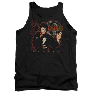 AN OFFCIALLY LICENSED ELVIS PRESLEY KARATE ADULT UNISEX TANK TOP BLACK