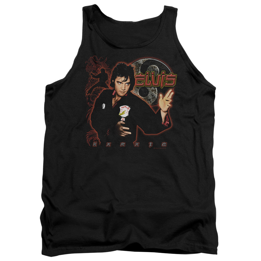 AN OFFCIALLY LICENSED ELVIS PRESLEY KARATE ADULT UNISEX TANK TOP BLACK