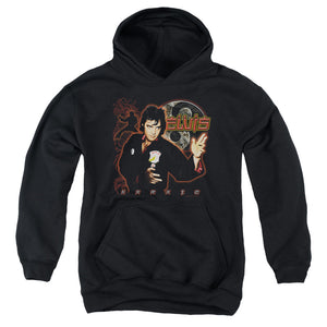 AN OFFCIALLY LICENSED ELVIS PRESLEY KARATE YOUTH HOODIE BLACK