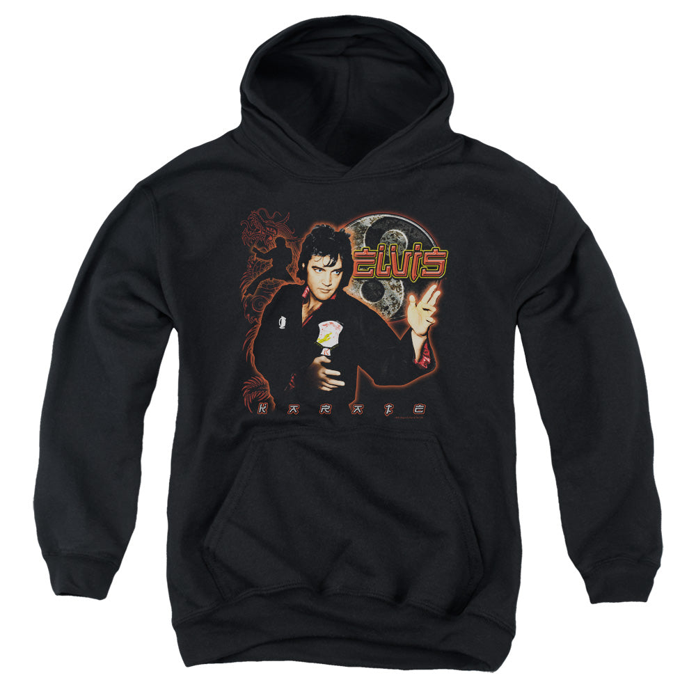 AN OFFCIALLY LICENSED ELVIS PRESLEY KARATE YOUTH HOODIE BLACK
