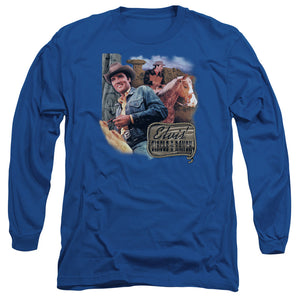 AN OFFCIALLY LICENSED ELVIS PRESLEY RANCH MEN'S LONG SLEEVE T-SHIRT ROYAL