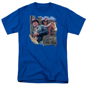 AN OFFCIALLY LICENSED ELVIS PRESLEY RANCH MEN'S REGULAR FIT T-SHIRT ROYAL