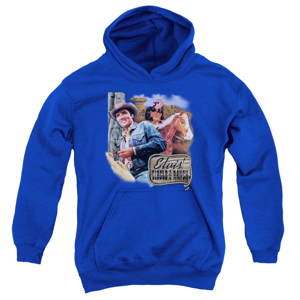 AN OFFCIALLY LICENSED ELVIS PRESLEY RANCH YOUTH HOODIE ROYAL