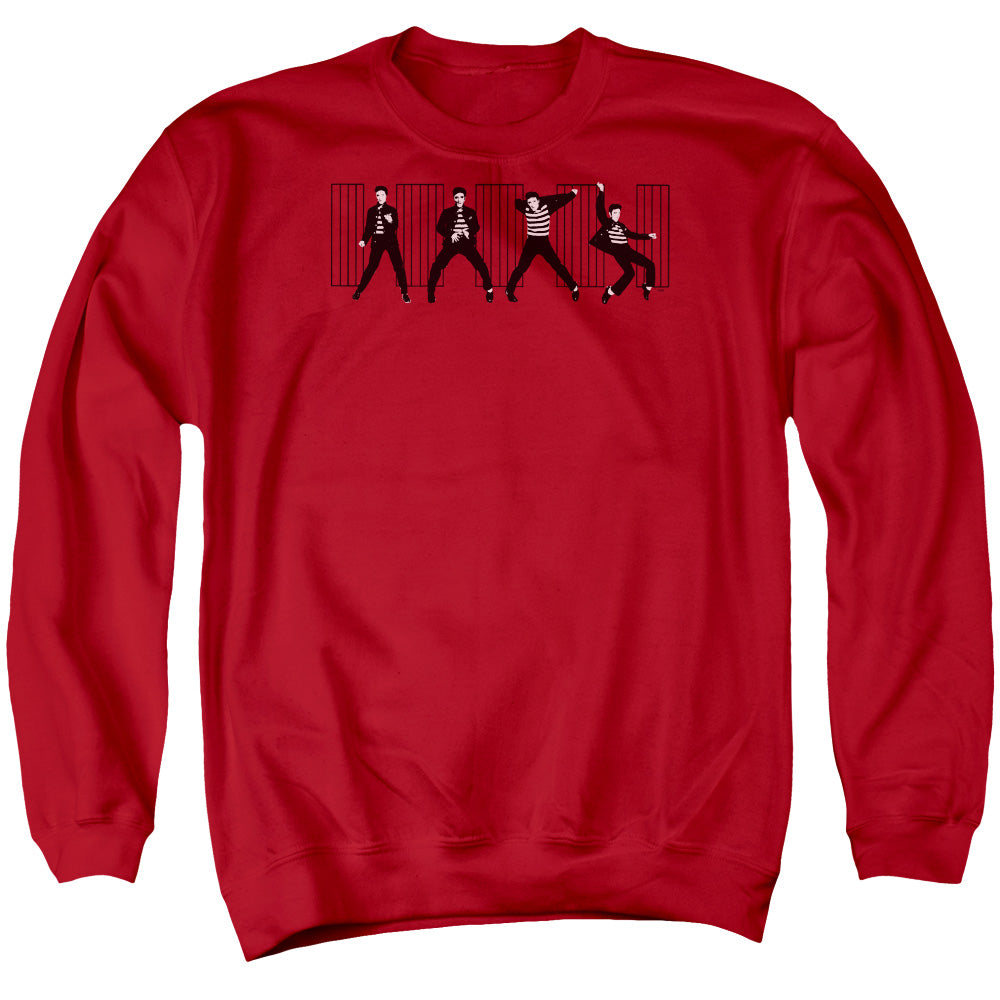 AN OFFCIALLY LICENSED ELVIS PRESLEY JAILHOUSE ROCK ADULT UNISEX CREWNECK SWEATSHIRT RED