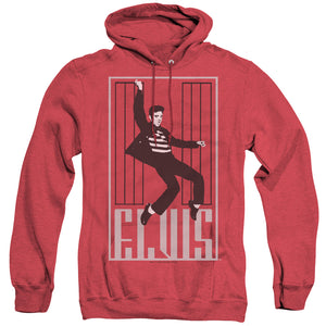 AN OFFCIALLY LICENSED ELVIS PRESLEY ONE JAILHOUSE ADULT UNISEX HEATHER PULLOVER HOODIE RED