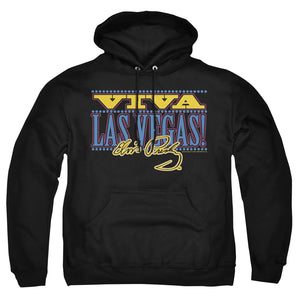 AN OFFCIALLY LICENSED ELVIS PRESLEY VIVA LAS VEGAS ADULT UNISEX PULLOVER HOODIE BLACK