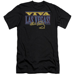 AN OFFCIALLY LICENSED ELVIS PRESLEY VIVA LAS VEGAS MEN'S PREMIUM SLIM FIT T-SHIRT BLACK