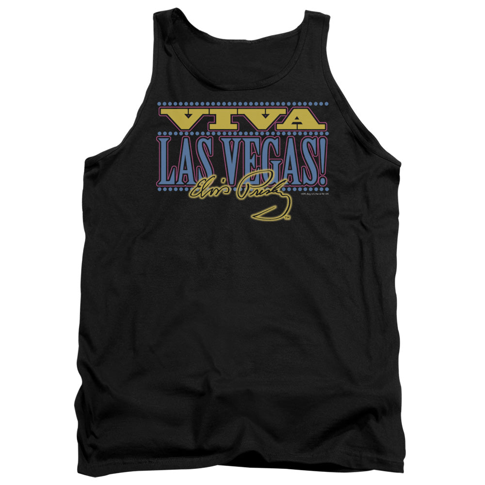 AN OFFCIALLY LICENSED ELVIS PRESLEY VIVA LAS VEGAS ADULT UNISEX TANK TOP BLACK