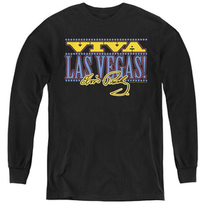 AN OFFCIALLY LICENSED ELVIS PRESLEY VIVA LAS VEGAS YOUTH LONG SLEEVE T-SHIRT BLACK