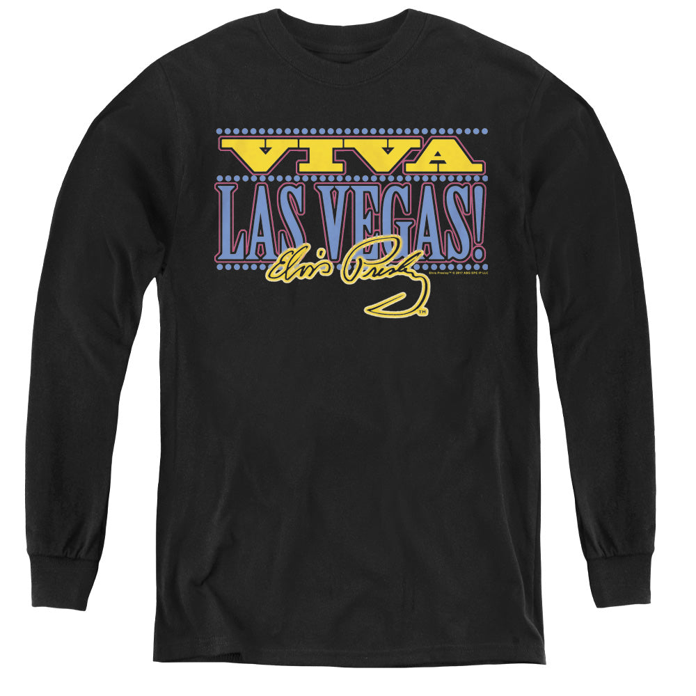 AN OFFCIALLY LICENSED ELVIS PRESLEY VIVA LAS VEGAS YOUTH LONG SLEEVE T-SHIRT BLACK
