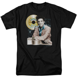 AN OFFCIALLY LICENSED ELVIS PRESLEY GOLD RECORD MEN'S REGULAR FIT T-SHIRT BLACK