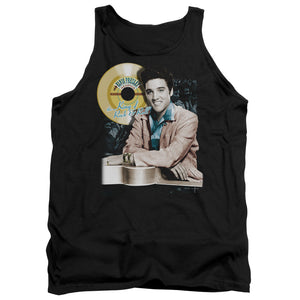 AN OFFCIALLY LICENSED ELVIS PRESLEY GOLD RECORD ADULT UNISEX TANK TOP BLACK