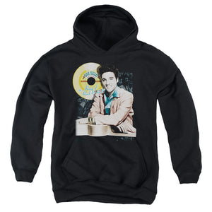 AN OFFCIALLY LICENSED ELVIS PRESLEY GOLD RECORD YOUTH HOODIE BLACK