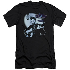 AN OFFCIALLY LICENSED ELVIS PRESLEY HILLBILLY CAT MEN'S PREMIUM SLIM FIT T-SHIRT BLACK