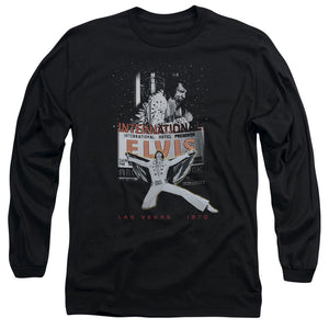 AN OFFCIALLY LICENSED ELVIS PRESLEY LAS VEGAS MEN'S LONG SLEEVE T-SHIRT BLACK