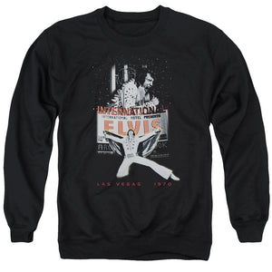 AN OFFCIALLY LICENSED ELVIS PRESLEY LAS VEGAS ADULT UNISEX CREWNECK SWEATSHIRT BLACK