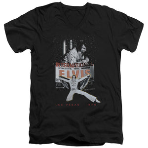 AN OFFCIALLY LICENSED ELVIS PRESLEY LAS VEGAS MEN'S V-NECK T-SHIRT BLACK