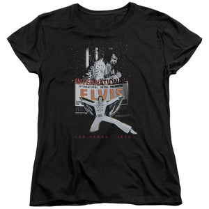 AN OFFCIALLY LICENSED ELVIS PRESLEY LAS VEGAS WOMEN'S REGULAR FIT T-SHIRT BLACK