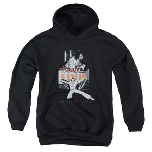 AN OFFCIALLY LICENSED ELVIS PRESLEY LAS VEGAS YOUTH HOODIE BLACK