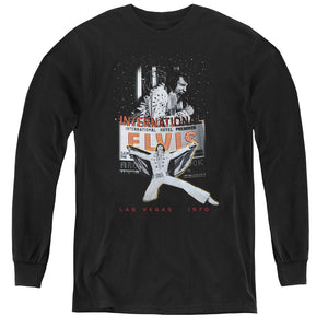 AN OFFCIALLY LICENSED ELVIS PRESLEY LAS VEGAS YOUTH LONG SLEEVE T-SHIRT BLACK