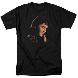 AN OFFCIALLY LICENSED ELVIS PRESLEY WARM PORTRAIT MEN'S REGULAR FIT T-SHIRT BLACK
