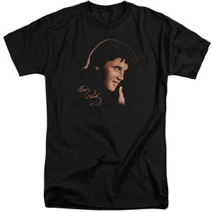 AN OFFCIALLY LICENSED ELVIS PRESLEY WARM PORTRAIT MEN'S TALL FIT T-SHIRT BLACK