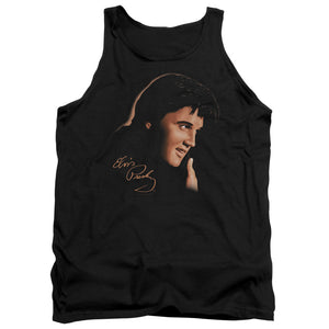 AN OFFCIALLY LICENSED ELVIS PRESLEY WARM PORTRAIT ADULT UNISEX TANK TOP BLACK