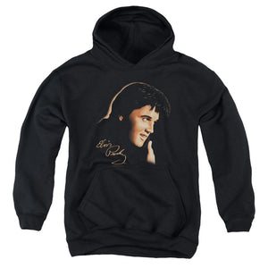 AN OFFCIALLY LICENSED ELVIS PRESLEY WARM PORTRAIT YOUTH HOODIE BLACK