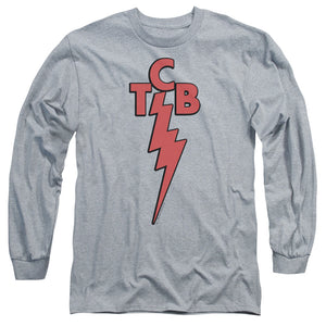 AN OFFCIALLY LICENSED ELVIS PRESLEY TCB MEN'S LONG SLEEVE T-SHIRT ATHLETIC HEATHER