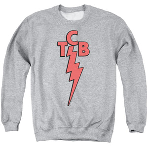 AN OFFCIALLY LICENSED ELVIS PRESLEY TCB ADULT UNISEX CREWNECK SWEATSHIRT ATHLETIC HEATHER