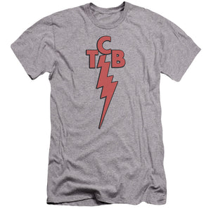 AN OFFCIALLY LICENSED ELVIS PRESLEY TCB MEN'S PREMIUM SLIM FIT T-SHIRT ATHLETIC HEATHER