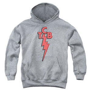 AN OFFCIALLY LICENSED ELVIS PRESLEY TCB YOUTH HOODIE ATHLETIC HEATHER