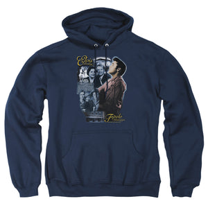 AN OFFCIALLY LICENSED ELVIS PRESLEY TUPELO ADULT UNISEX PULLOVER HOODIE NAVY