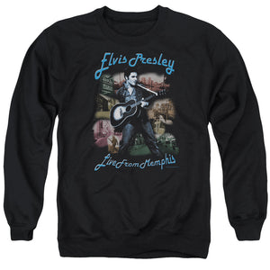 AN OFFCIALLY LICENSED ELVIS PRESLEY MEMPHIS ADULT UNISEX CREWNECK SWEATSHIRT BLACK