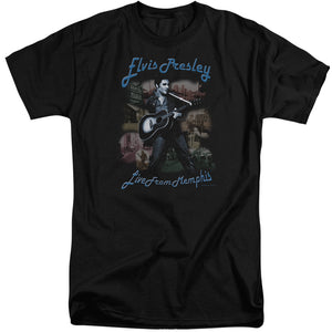 AN OFFCIALLY LICENSED ELVIS PRESLEY MEMPHIS MEN'S TALL FIT T-SHIRT BLACK